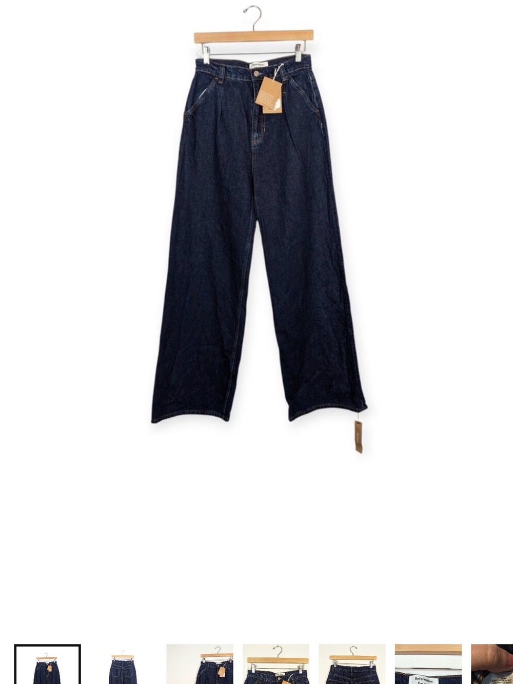 NWT Reformation Tatum Blue Pleated Trouser Jeans Size 27